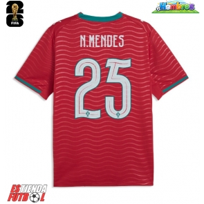 Portugal Nuno Mendes #25 Primera Equipación Mundial 2026 Manga Corta
